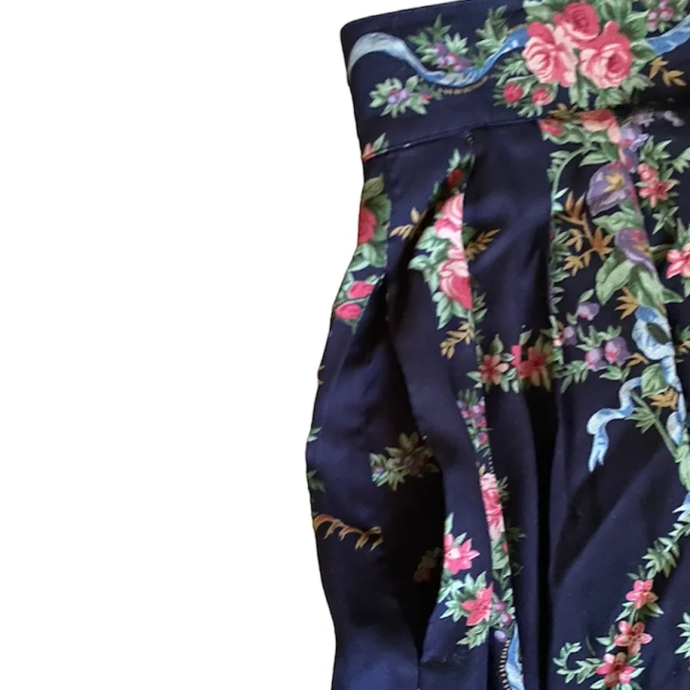 Vintage Herman Geist 100% Rayon Floral Maxi Skirt 0-2 - Picture 2 of 7